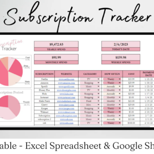 Subscription Tracker Sheets